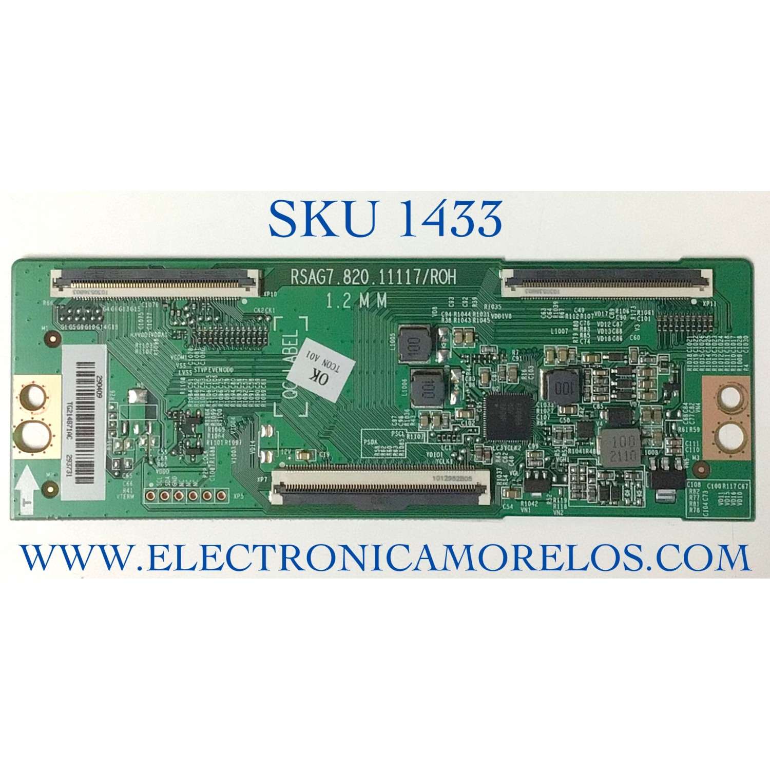 T-CON PARA TV HISENSE NUMERO DE PARTE 290409 / RSAG7.820.11117/ROH / 293731 / TG214871AC / PANEL´S HD425Y1U71-T0L2\S0\GM\CKD3A\ROH / HD425Y1U71-T0L2\S0\GM\ROH / MODELO 43A6G 43A53FUA (0003)